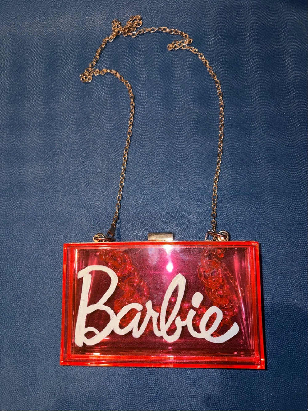 Barbie Pink  Acrylic Chain Crossbody Clutch